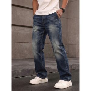 Division E Men's Y2K Vintage Wide‑Leg Jeans Distressed Faded Denim SZ 36x32